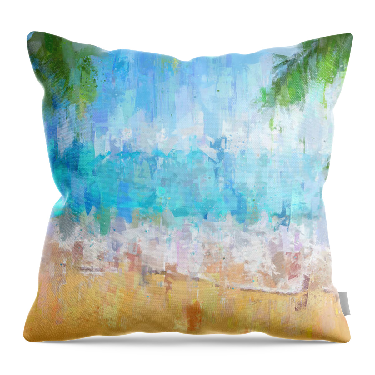 Blue Skye Throw Pillow featuring the painting The blue skye - Aloha Hawaii by Vart Studio