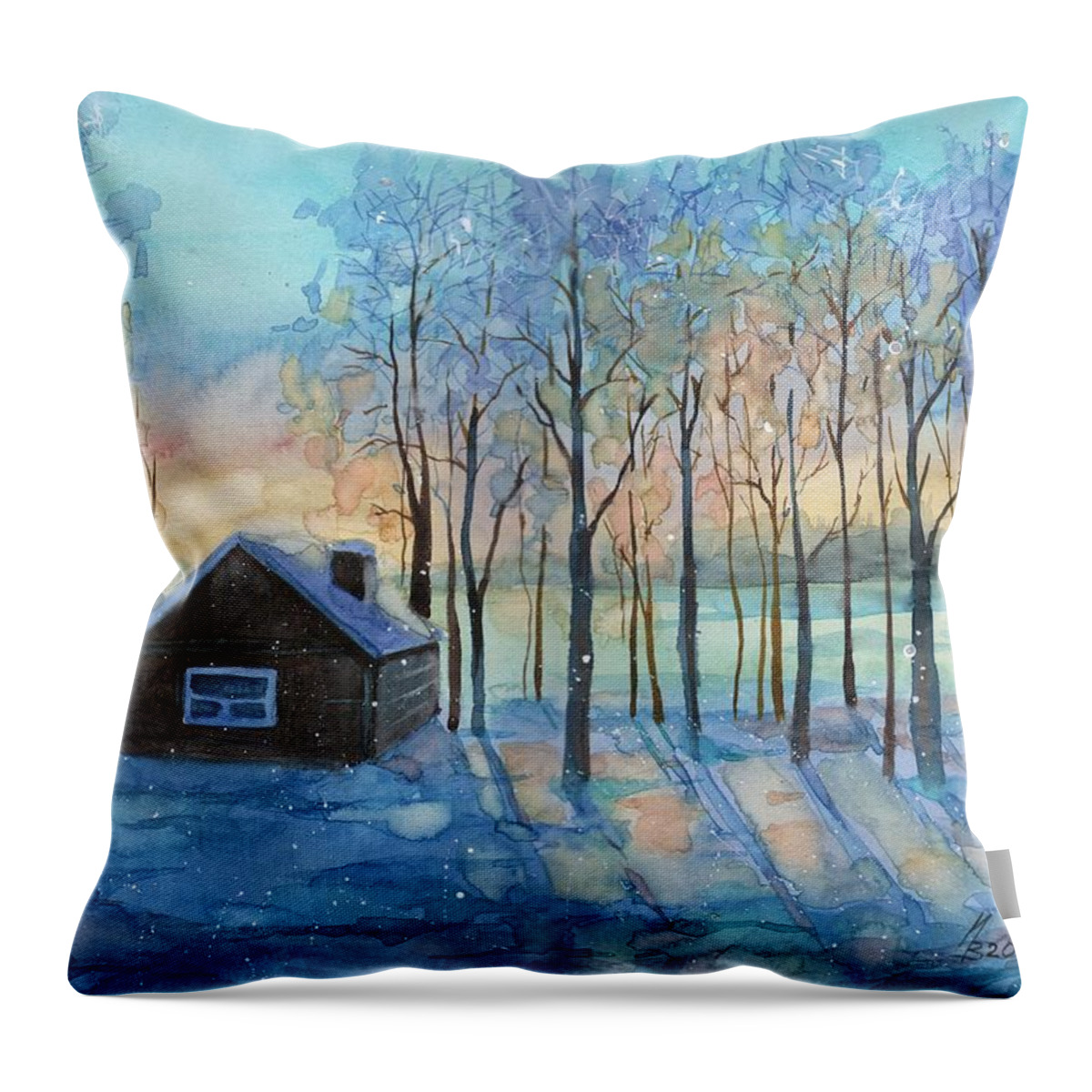Russian Artists New Wave Throw Pillow featuring the painting The Color of Winter is White ? by Ina Petrashkevich