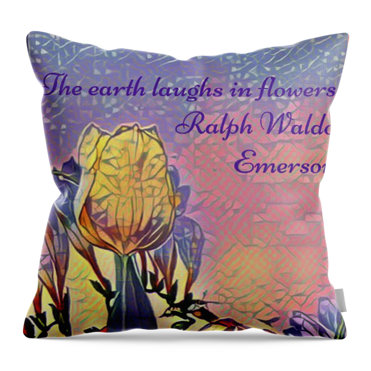 Emerson Throw Pillow featuring the digital art The earth laughs in flowers by Jackie MacNair
