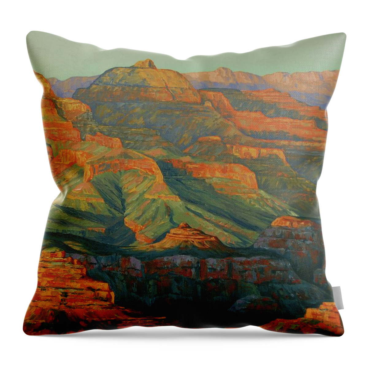 Grand Canyon Throw Pillow featuring the painting The Grand Canyon by Cheryl Fecht