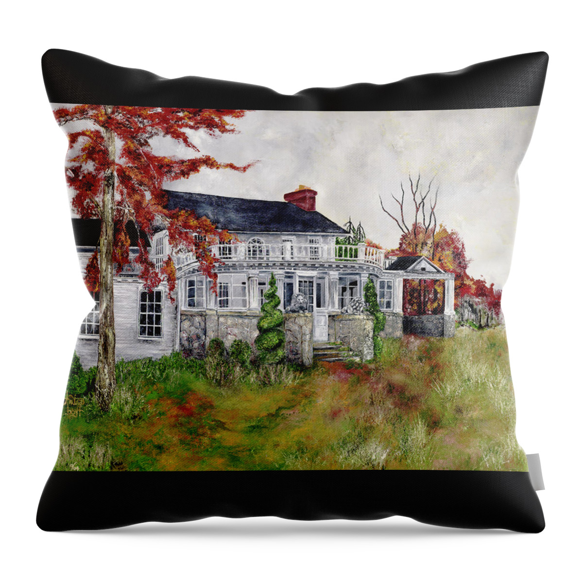 Historical Architecture Throw Pillow featuring the painting The Inhabitants by Anitra Boyt