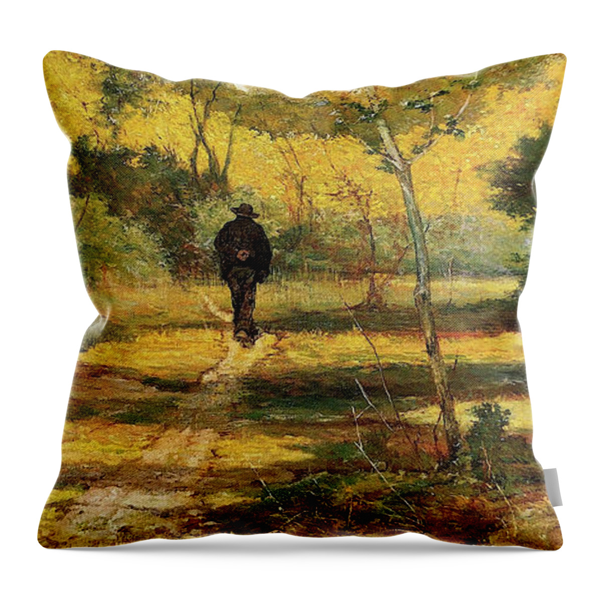 Giovanni Throw Pillow featuring the painting The Man in the Woods by Giovanni Fattori
