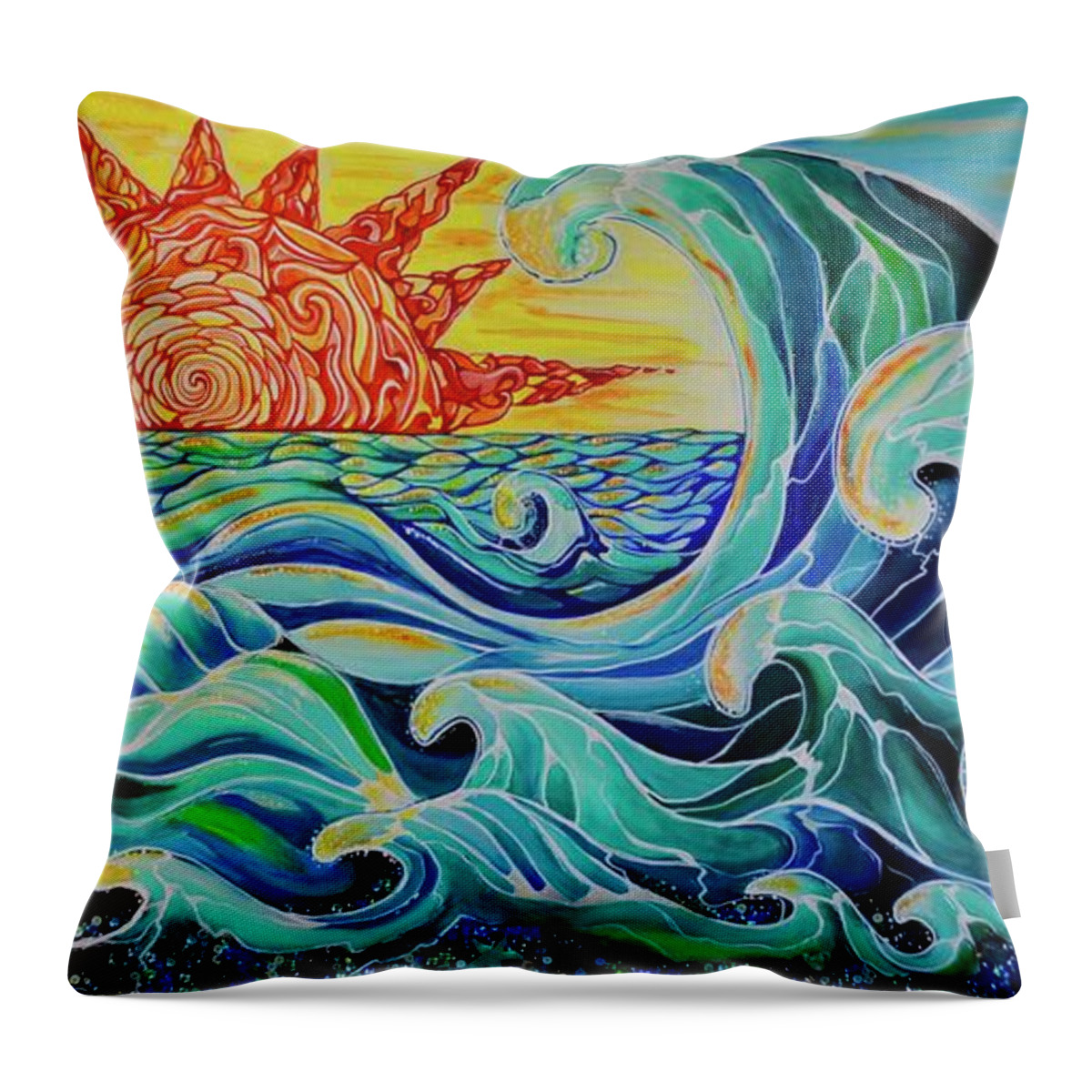 Waves Throw Pillow featuring the painting The Mother Wave by Patricia Arroyo