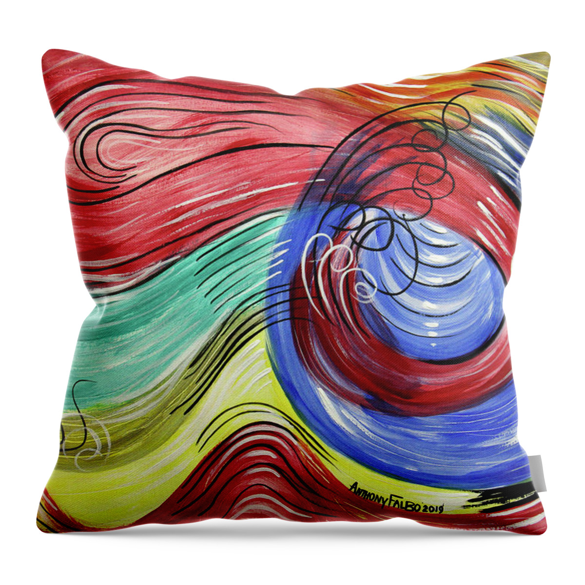 Abstract Throw Pillow featuring the painting A New Heaven Rev 21 by Anthony Falbo