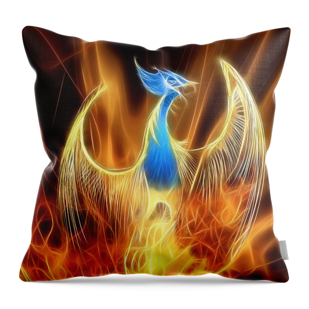 Mythology Throw Pillow featuring the digital art The Phoenix rises from the ashes by John Edwards