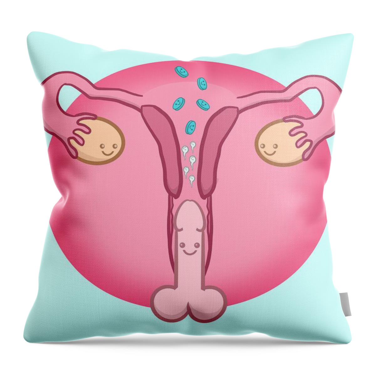 Sex Throw Pillow featuring the drawing The Pill by Ludwig Van Bacon