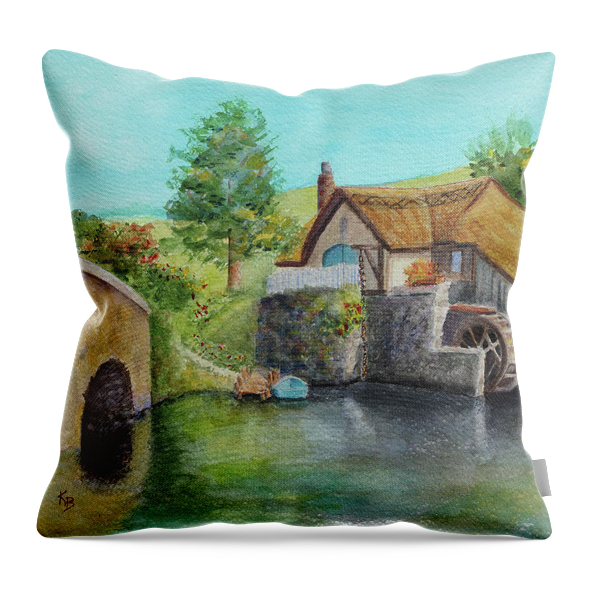 New Zealand Throw Pillow featuring the painting The Shire by Karen Fleschler
