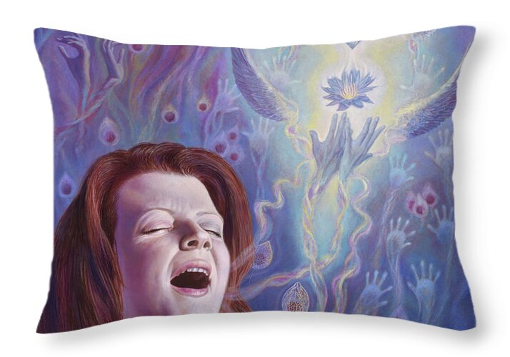 Singer Throw Pillow featuring the painting The Singer by Miguel Tio