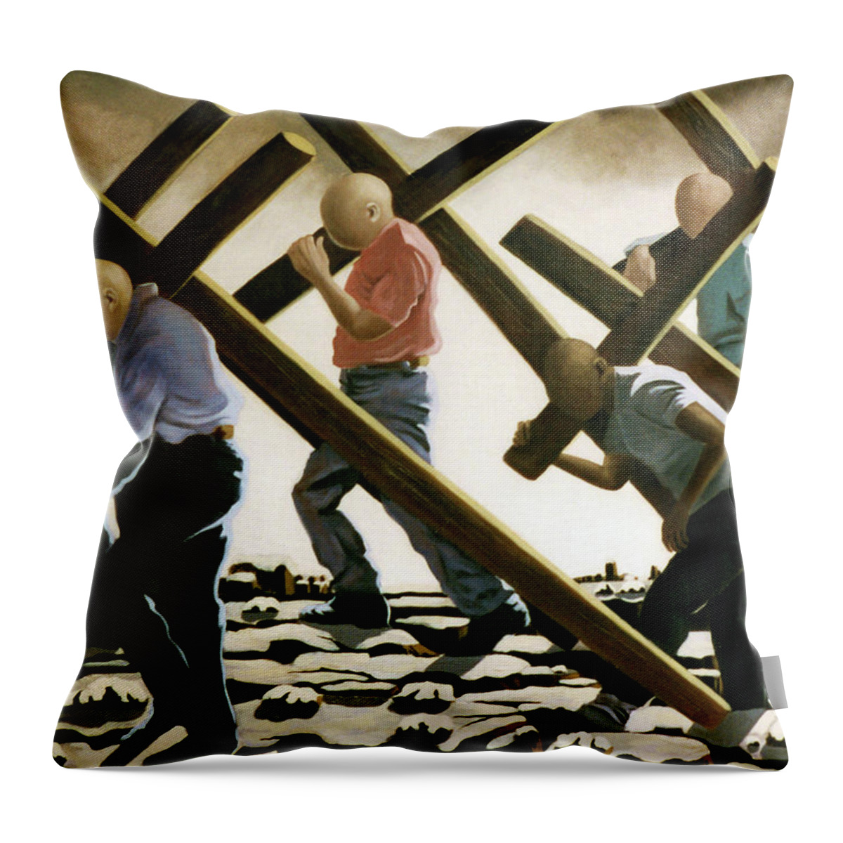 Surreal Throw Pillow featuring the painting The Walk by Anthony Falbo