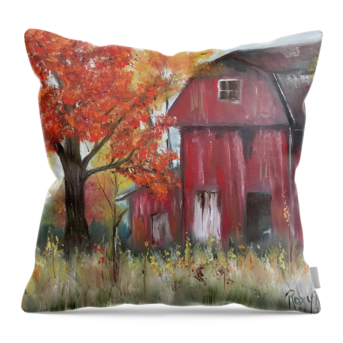 Barn Throw Pillow featuring the photograph The Abandoned Barn by Roxy Rich