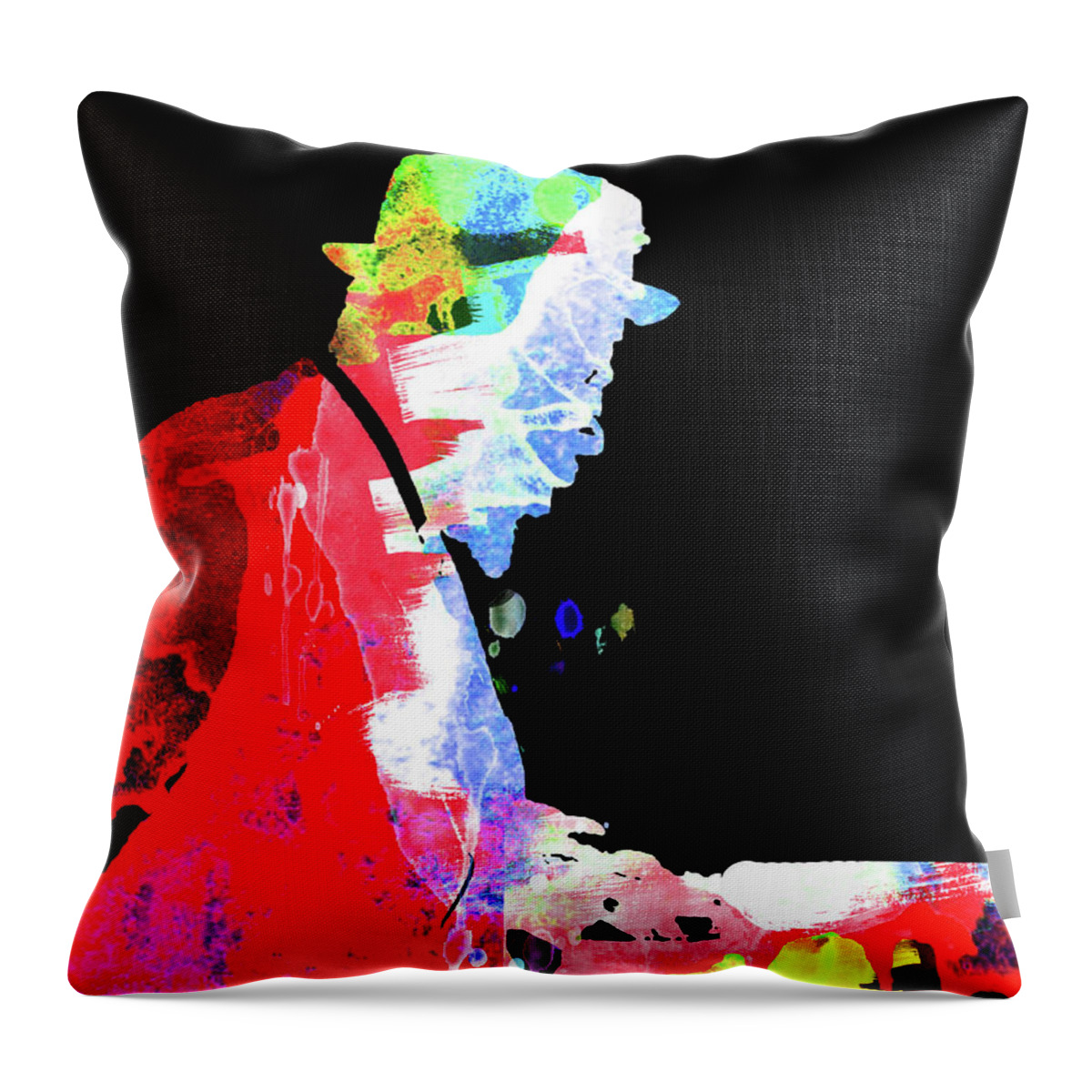 Thelonious Monk Throw Pillow featuring the mixed media Thelonious Watercolor II by Naxart Studio