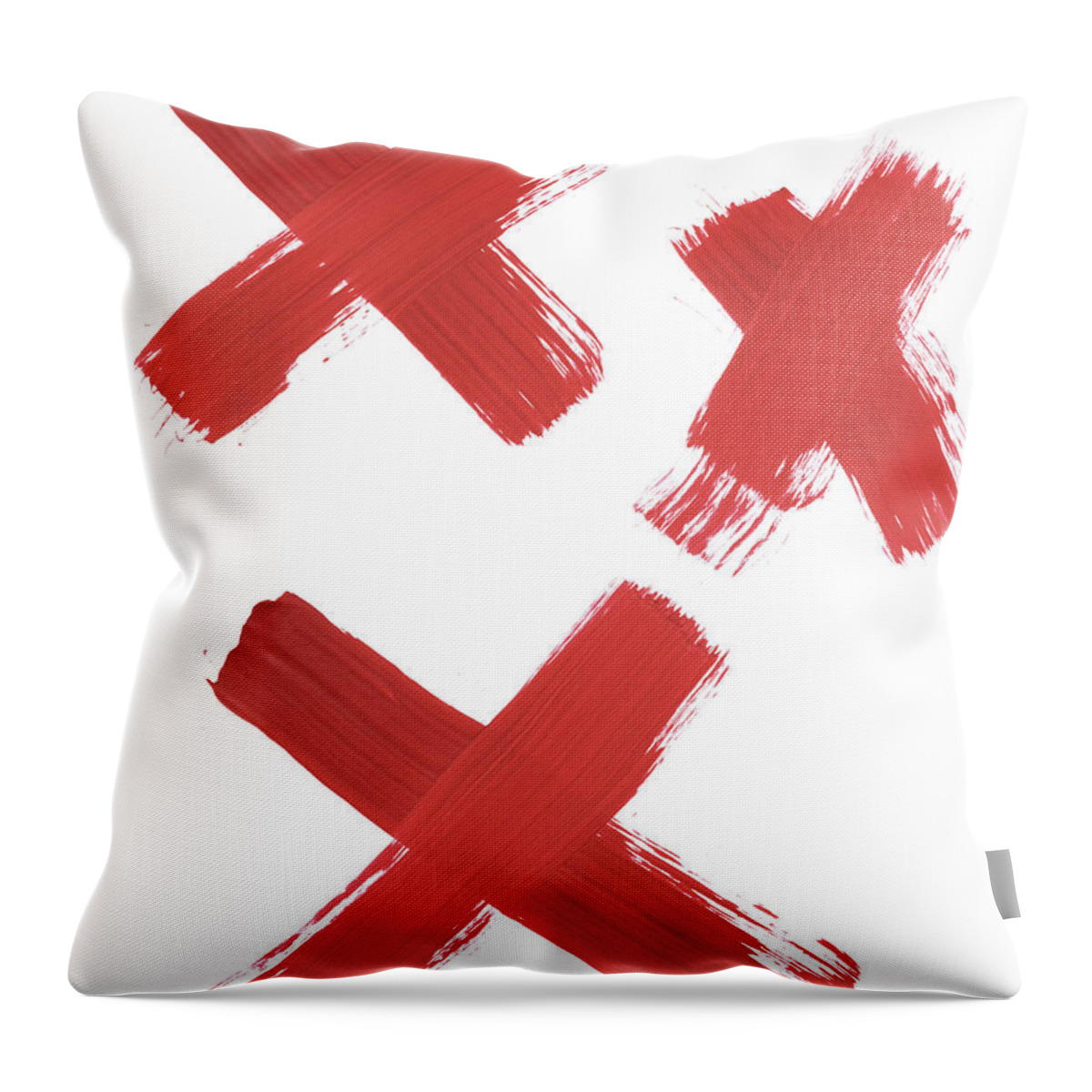 Letter X Throw Pillow featuring the photograph Three Thickly Painted Red Exes by Kevinruss