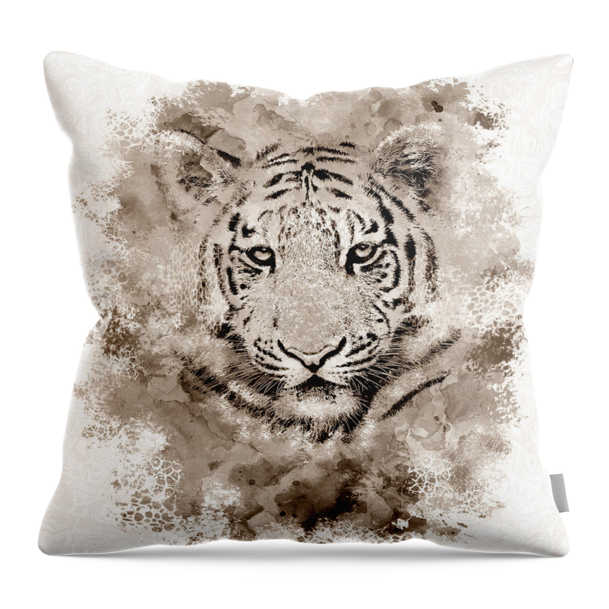 Tiger Throw Pillow featuring the digital art Tiger 4 by Lucie Dumas