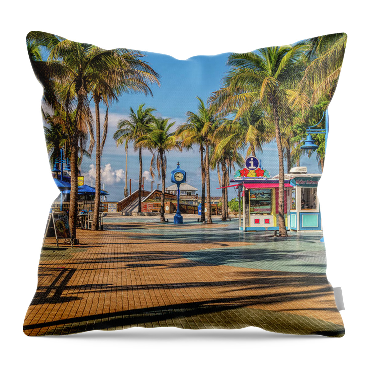 Florida Throw Pillow featuring the photograph Times Square in Fort Myers Beach Florida by Tom Mc Nemar