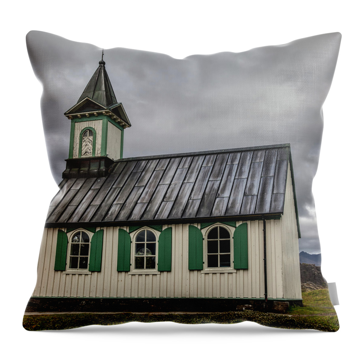 Iceland Throw Pillow featuring the photograph Tiny Church of Iceland by David Letts