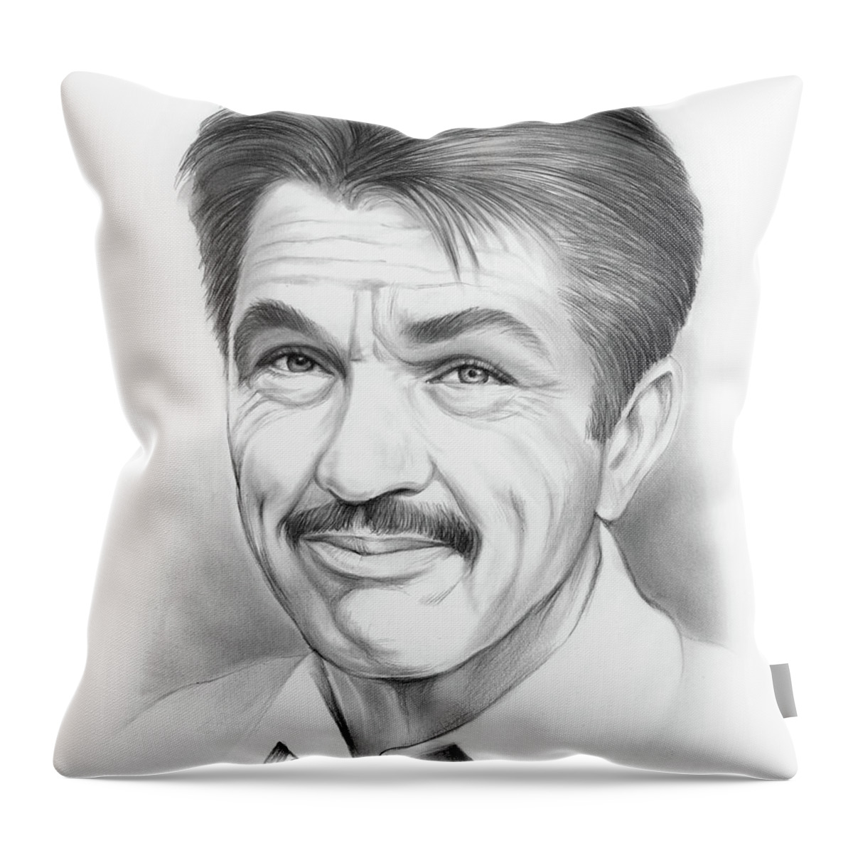 Tom Skerritt Throw Pillow featuring the drawing Tom Skerritt by Greg Joens