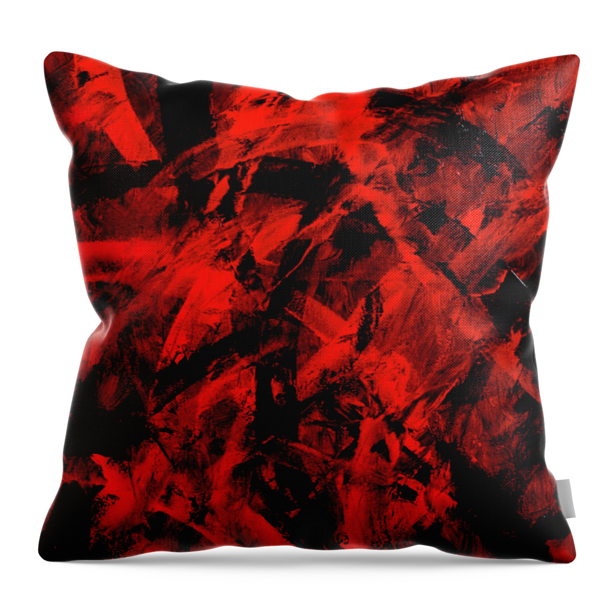Red Throw Pillow featuring the painting Transitions with Red and Black by Dean Triolo