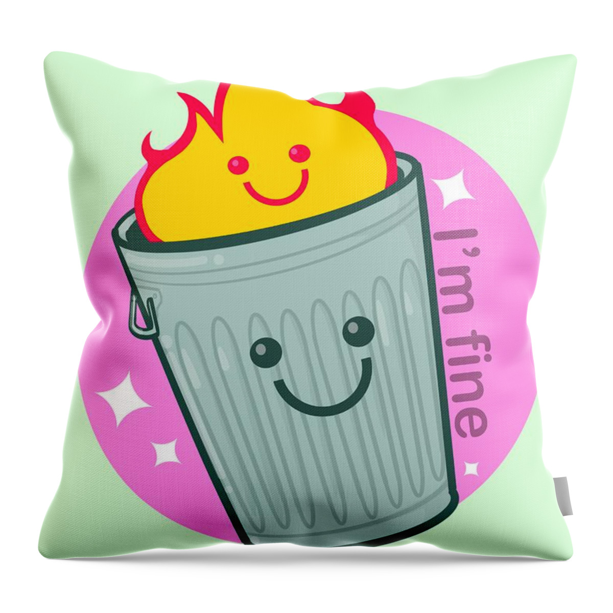 Trash Throw Pillow featuring the drawing Trash Fire by Ludwig Van Bacon