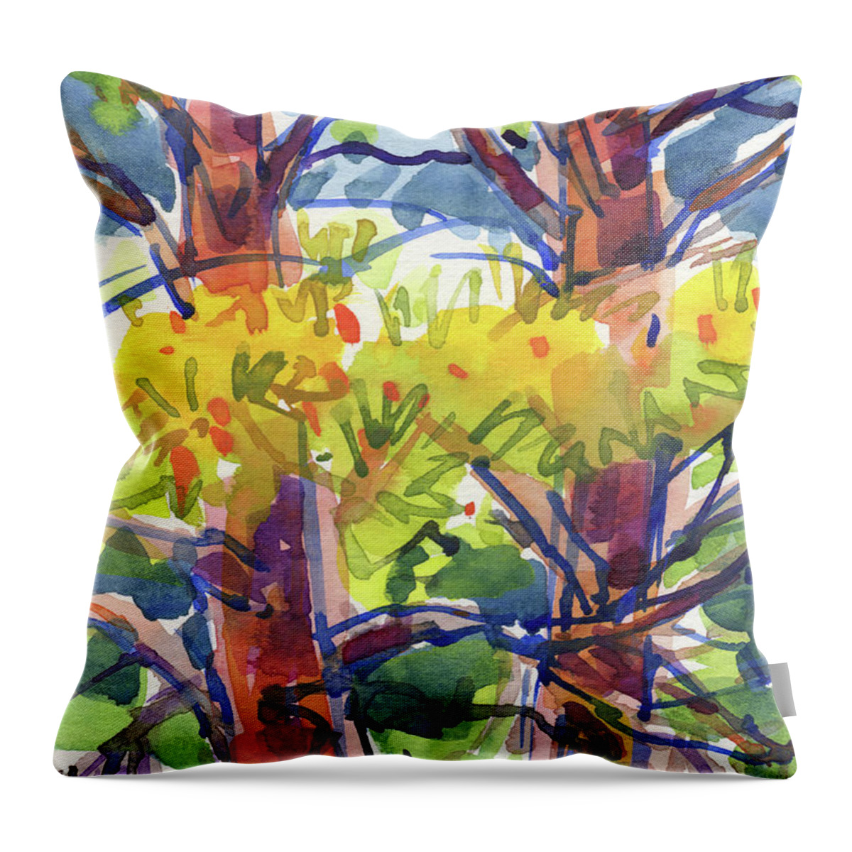 Landscape Throw Pillow featuring the painting Twins by Judith Kunzle