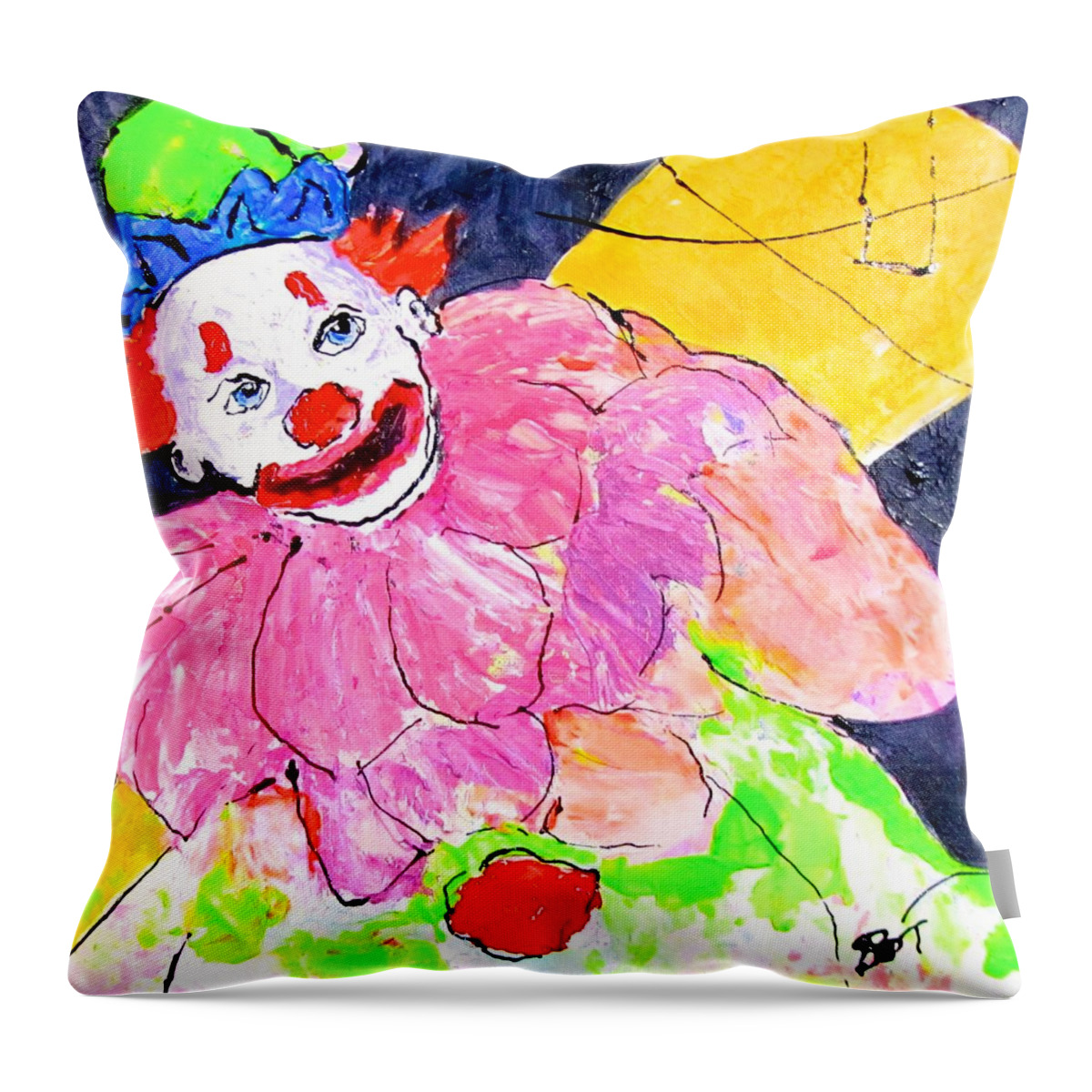 Clown Throw Pillow featuring the painting Under the Big Top by Barbara O'Toole