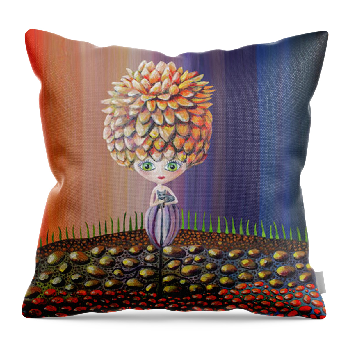 Popsurrealism Throw Pillow featuring the painting Unplucked by Mindy Huntress
