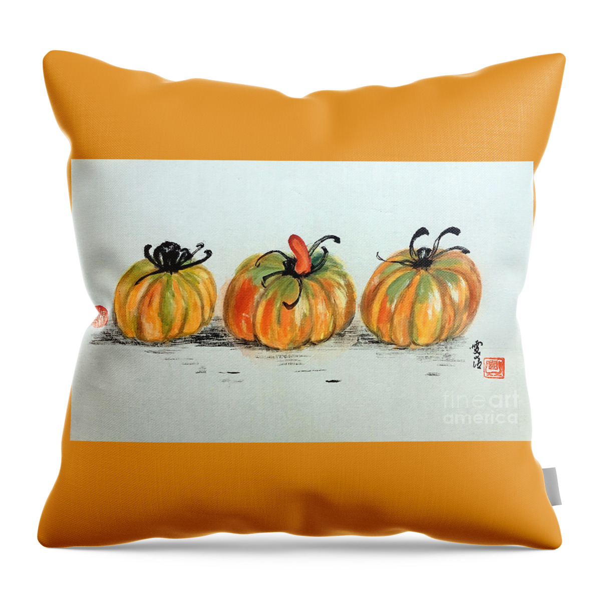 Vegetarian Throw Pillow featuring the painting Vegetarian Plant-Tomatoes by Carmen Lam