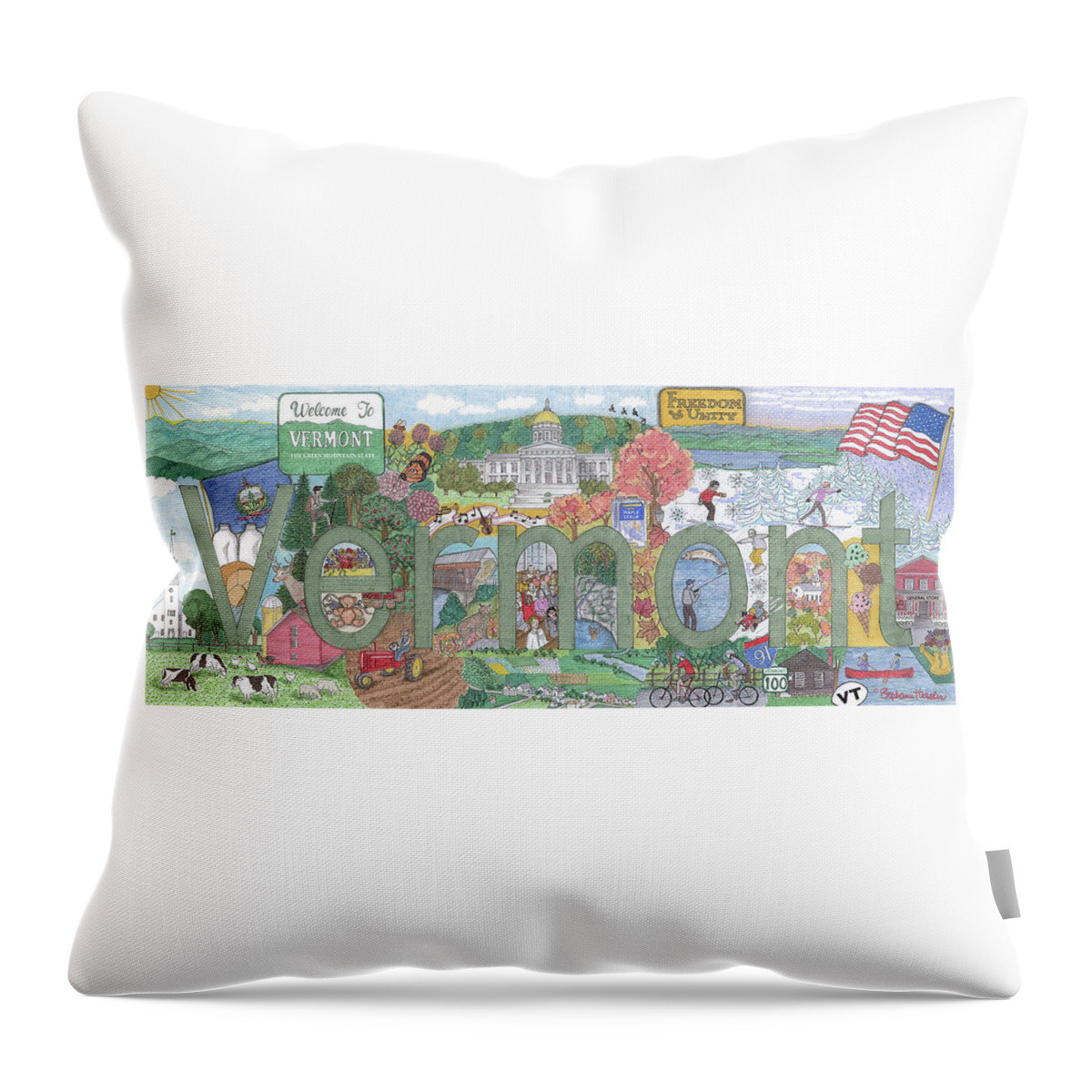 Vermont Throw Pillow featuring the mixed media Vermont by Stephanie Hessler