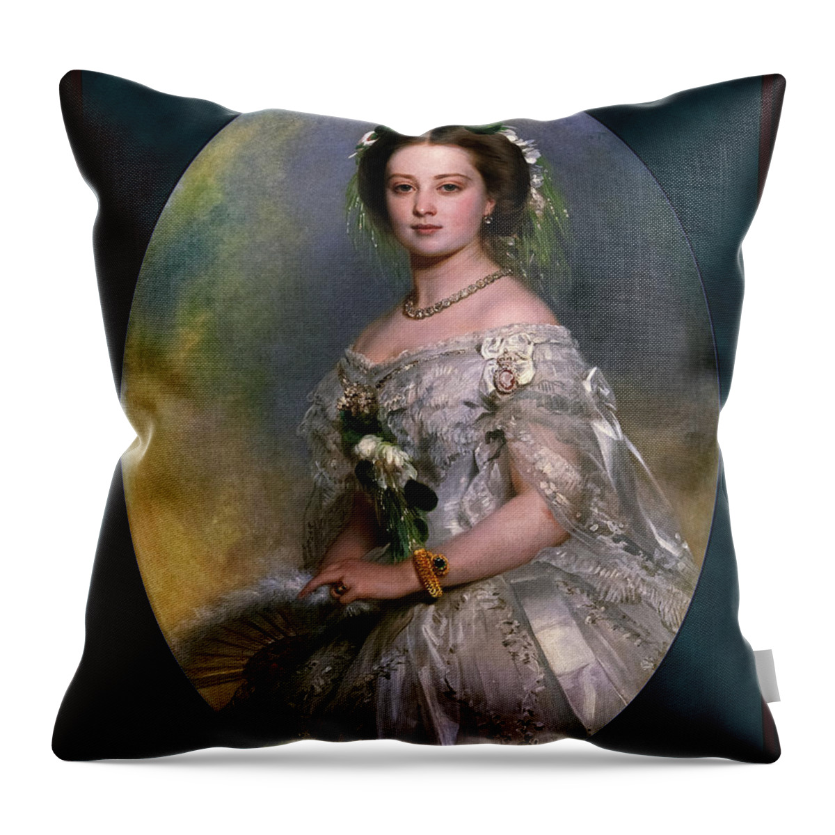 Victoria Princess Royal Throw Pillow featuring the digital art Victoria Princess Royal by Franz Xaver Winterhalter by Rolando Burbon
