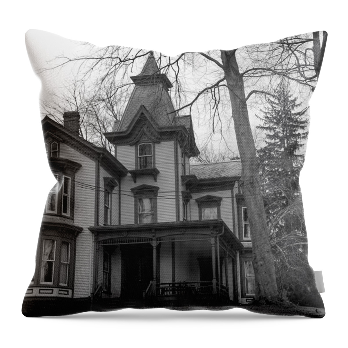 Waterloo Village Throw Pillow featuring the photograph Victorian Mansion - Waterloo Village by Christopher Lotito