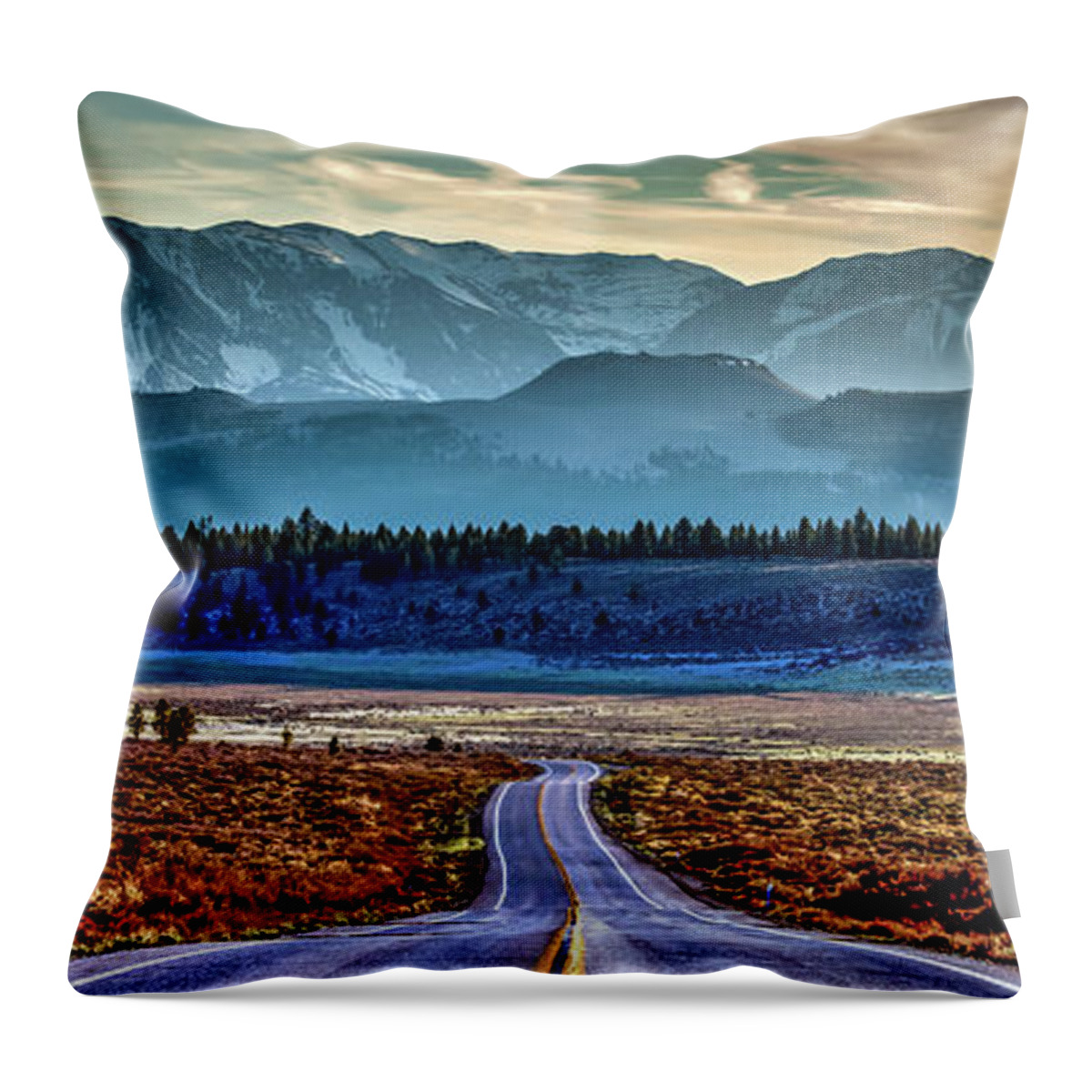 White Peak Mountains Throw Pillow featuring the photograph View From A Windy Road by Az Jackson
