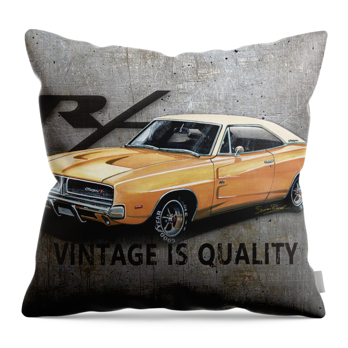 Art Throw Pillow featuring the mixed media Vintage Charger by Simon Read