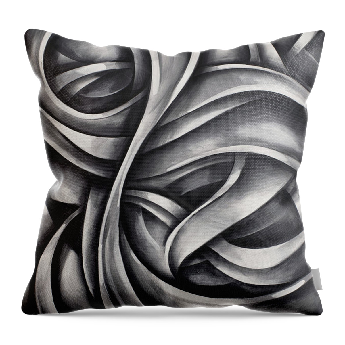 Monotone Throw Pillow featuring the painting 'void' by Michael Lang