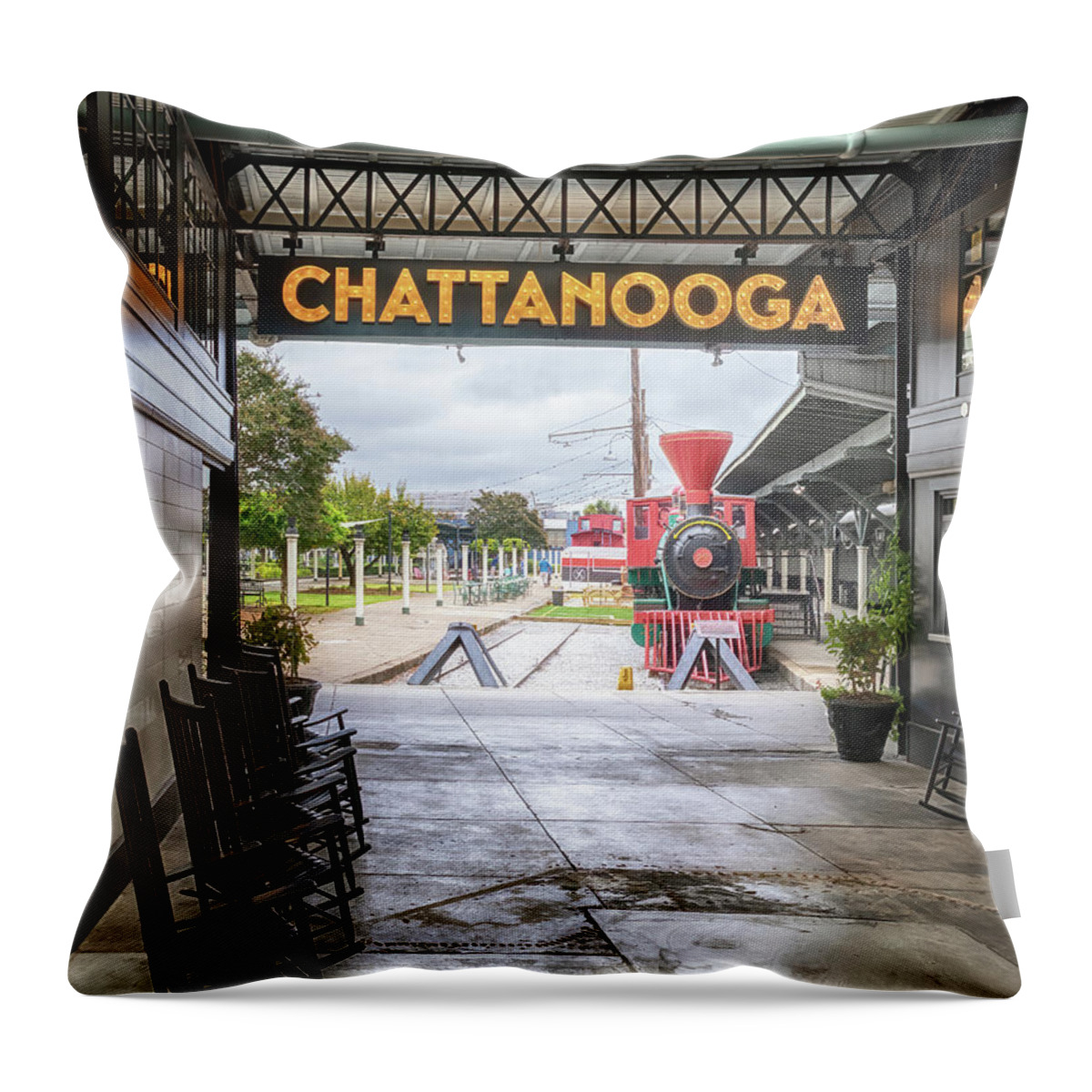 Train Throw Pillow featuring the photograph Waiting at the Station by Susan Rissi Tregoning