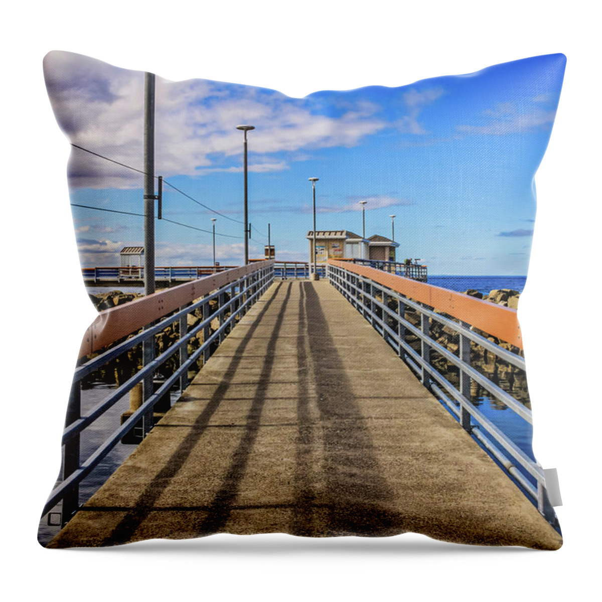 Dock Throw Pillow featuring the photograph Walking on the dock by Anamar Pictures