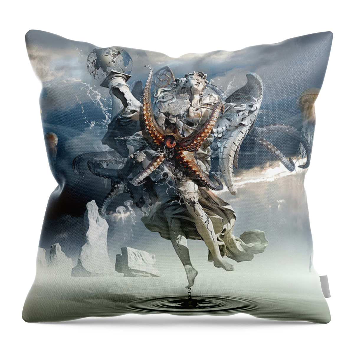 Imagination Throw Pillow featuring the digital art Walking on Water or Correlation of Dreams and Reality by George Grie