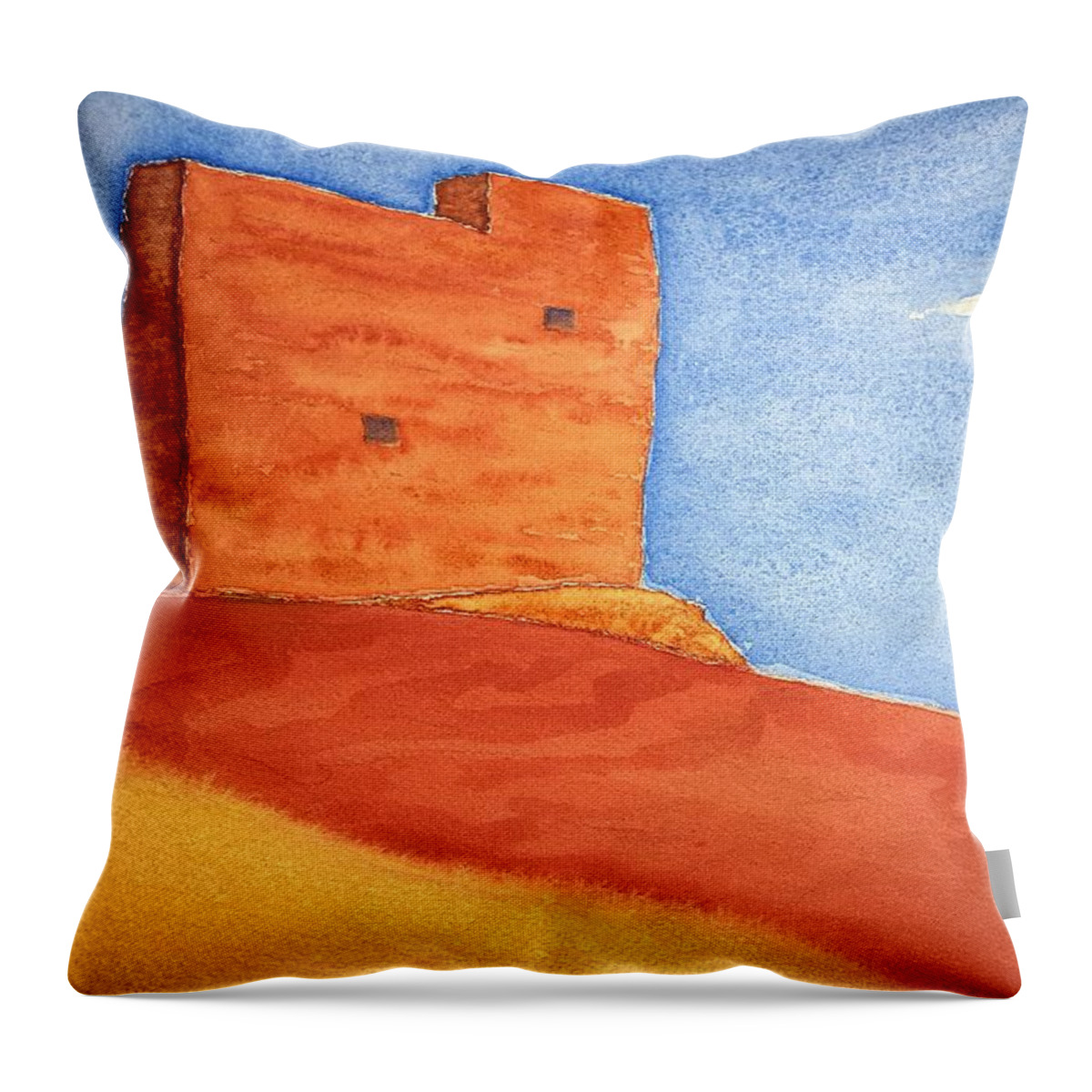 Watercolor Throw Pillow featuring the painting Wall of Lore by John Klobucher