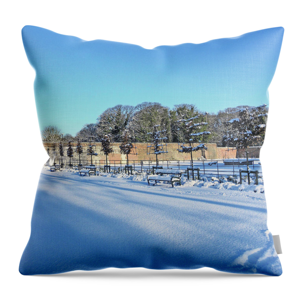 Chorley Throw Pillow featuring the photograph Walled Garden Winter Landscape by Lachlan Main