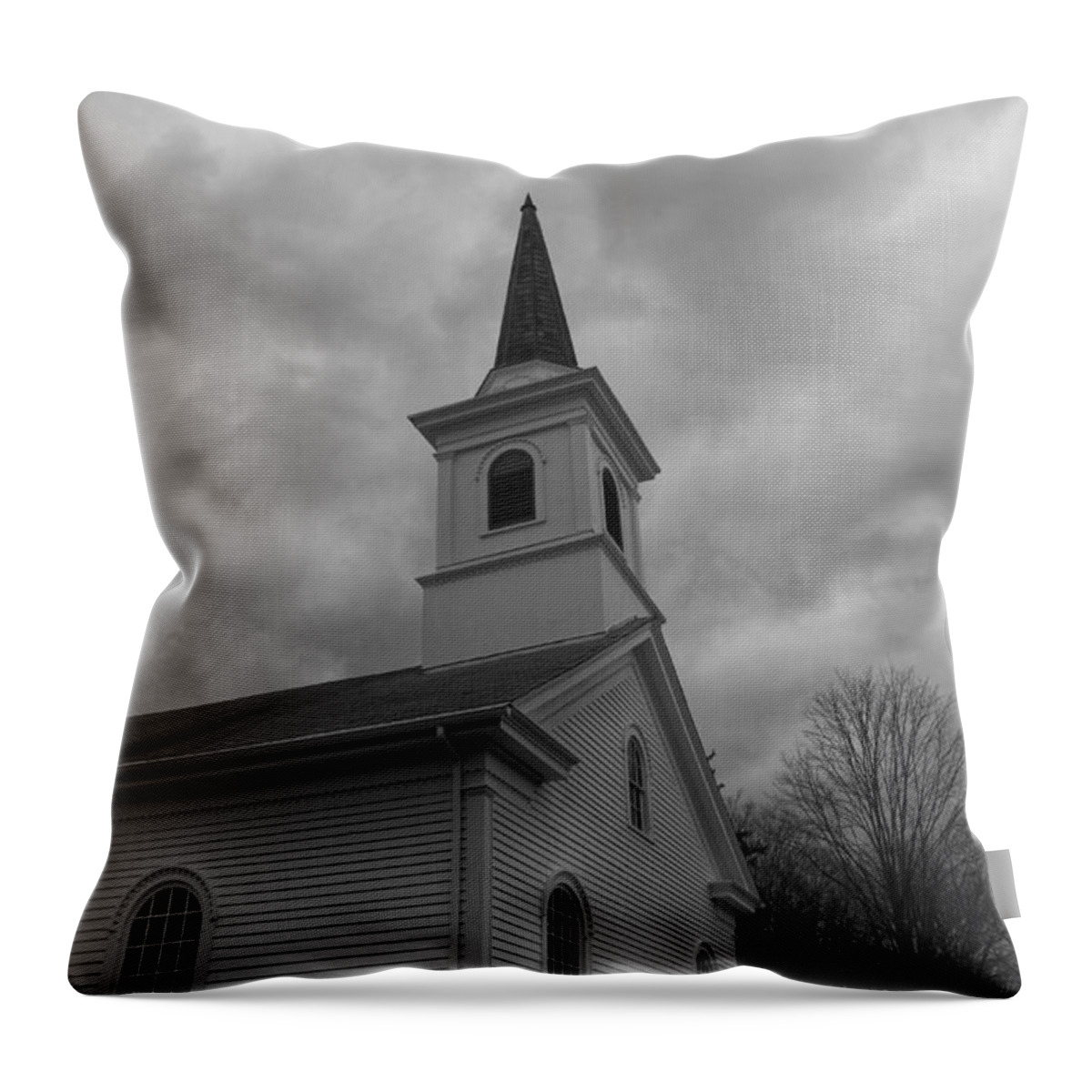 Waterloo Village Throw Pillow featuring the photograph Waterloo United Methodist Church - Detail by Christopher Lotito