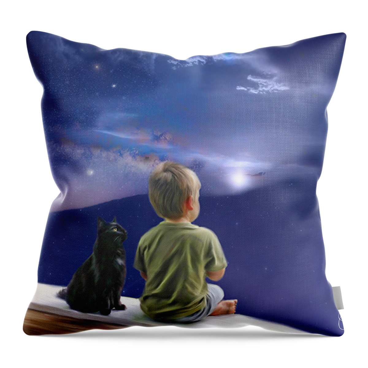 Children's Paintings Throw Pillow featuring the mixed media The World Unfurls by Colleen Taylor