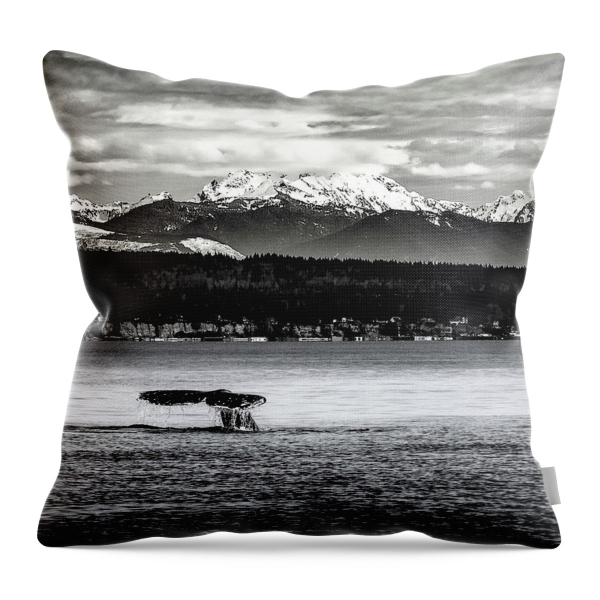 Gray Whale Throw Pillow featuring the digital art Whale Tail by Ken Taylor