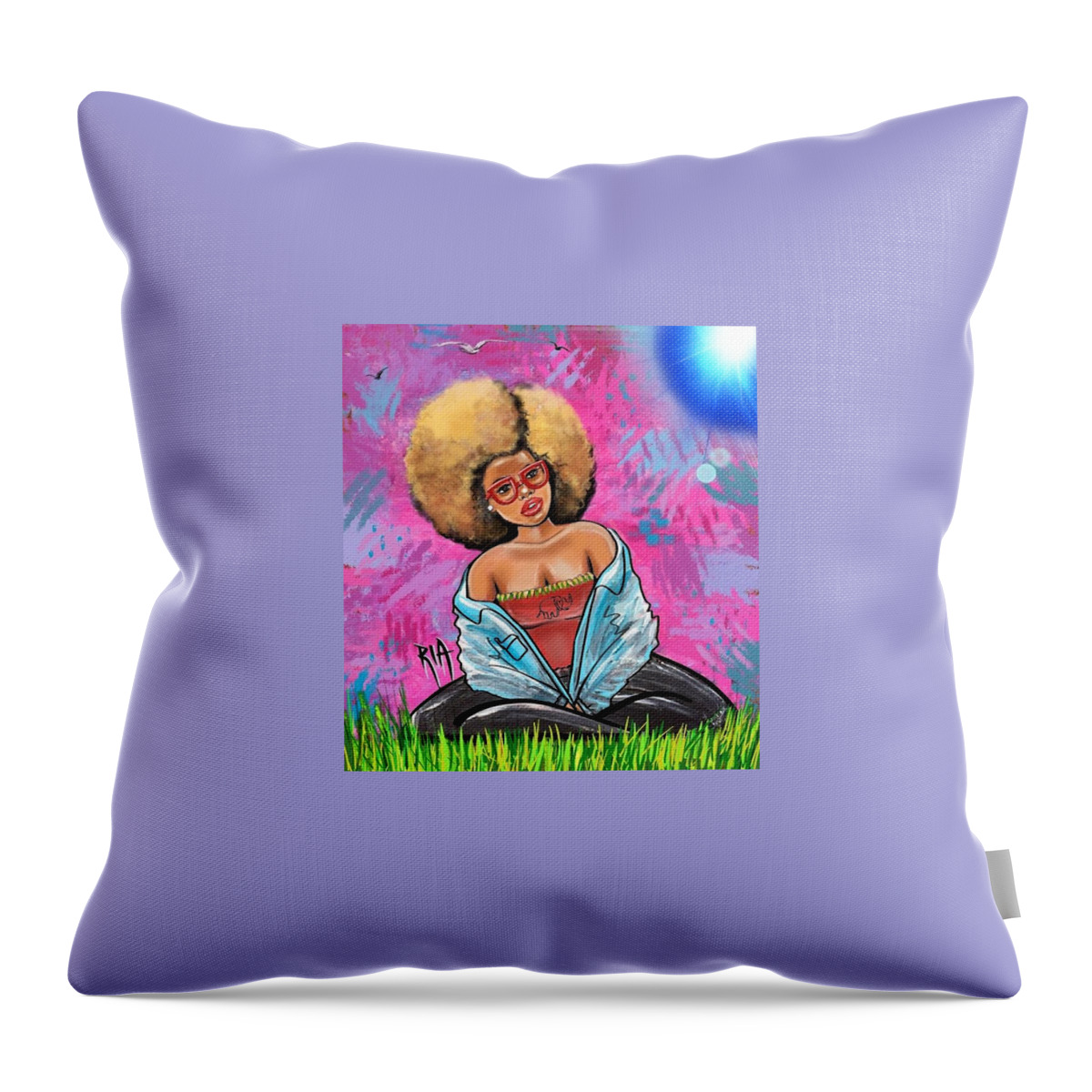 Sun Throw Pillow featuring the painting What if the Sun was Blue... Would it change the way I Look at you by Artist RiA