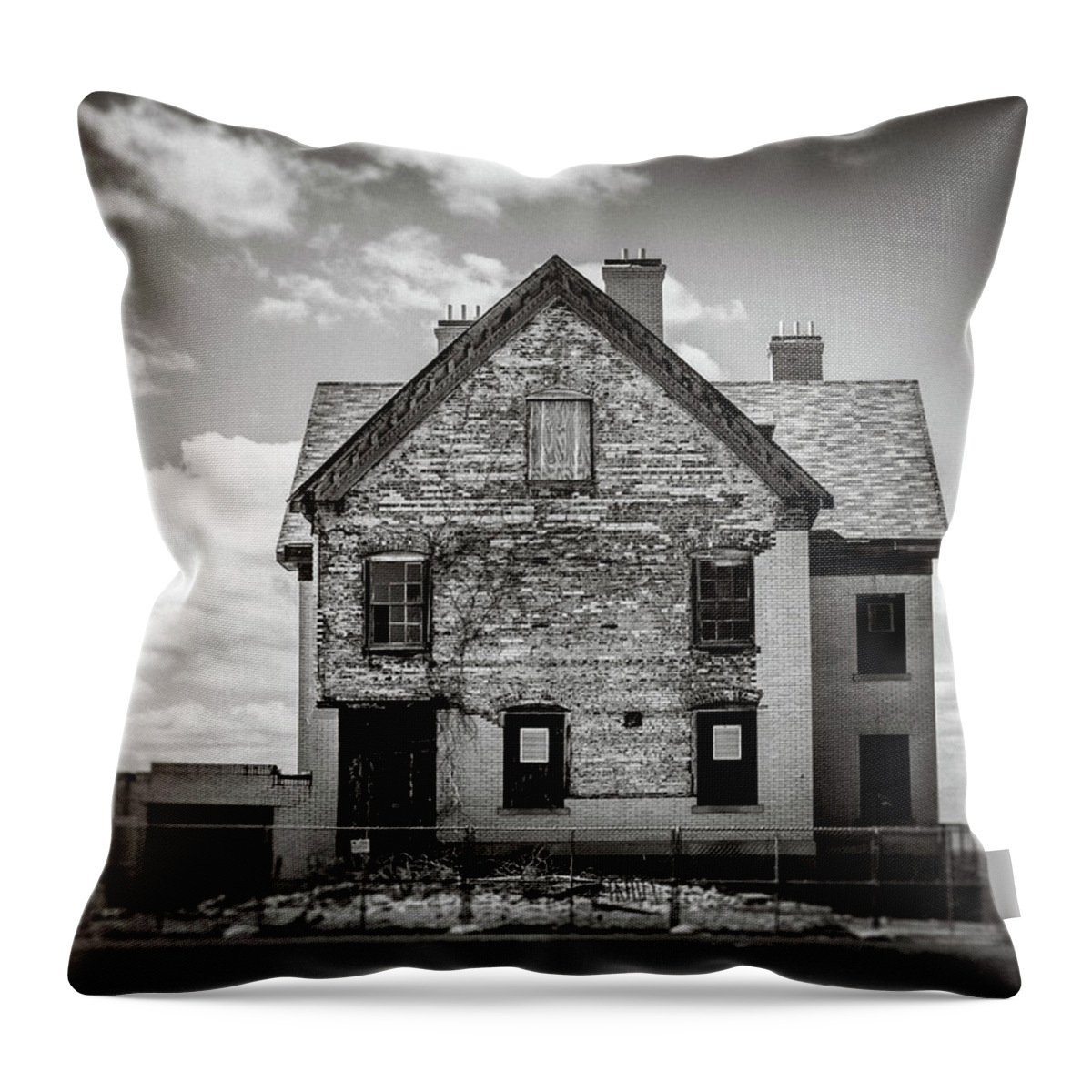 Black And White Throw Pillow featuring the photograph What Remains by Steve Stanger