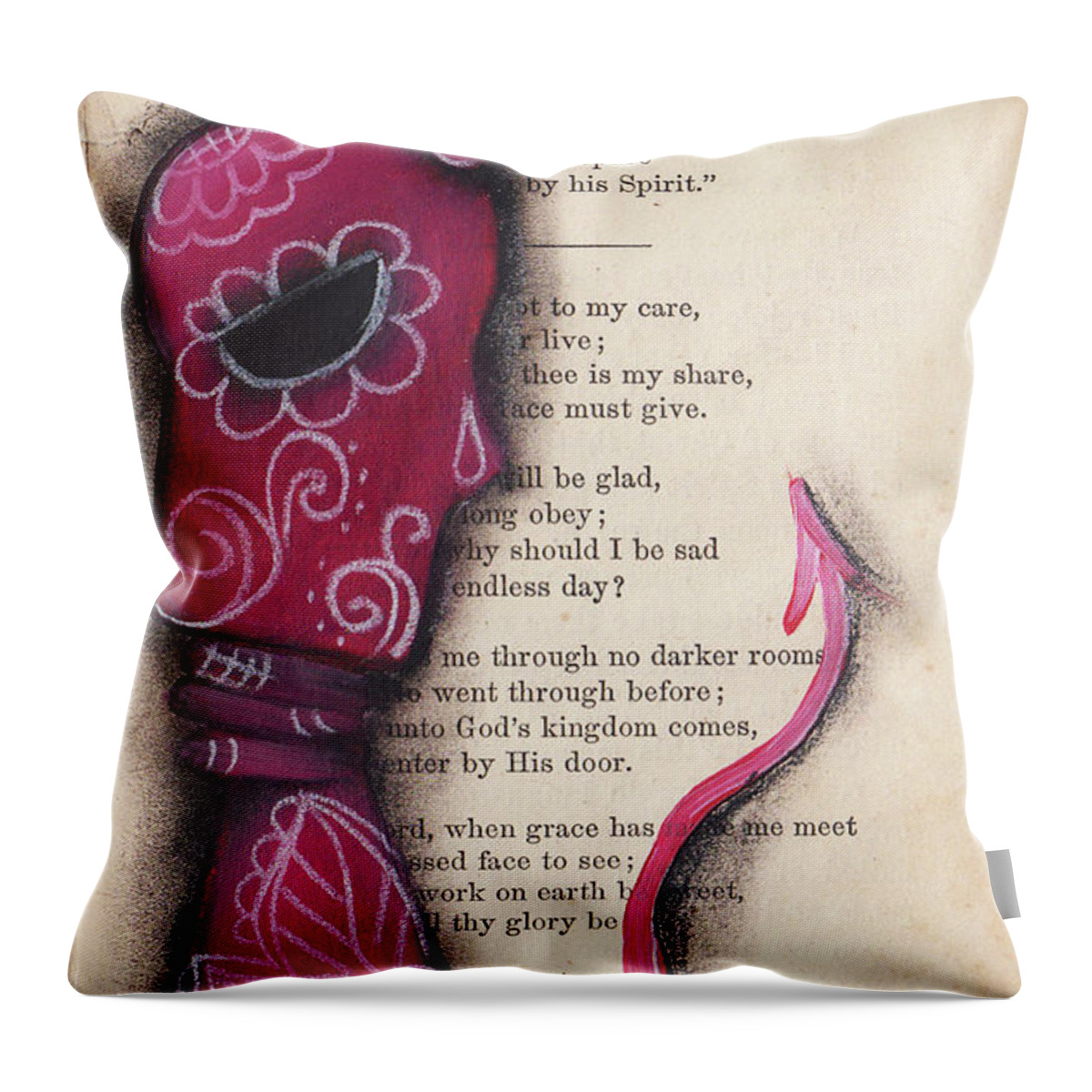 Day Of The Dead Throw Pillow featuring the painting Why Continued here by Abril Andrade