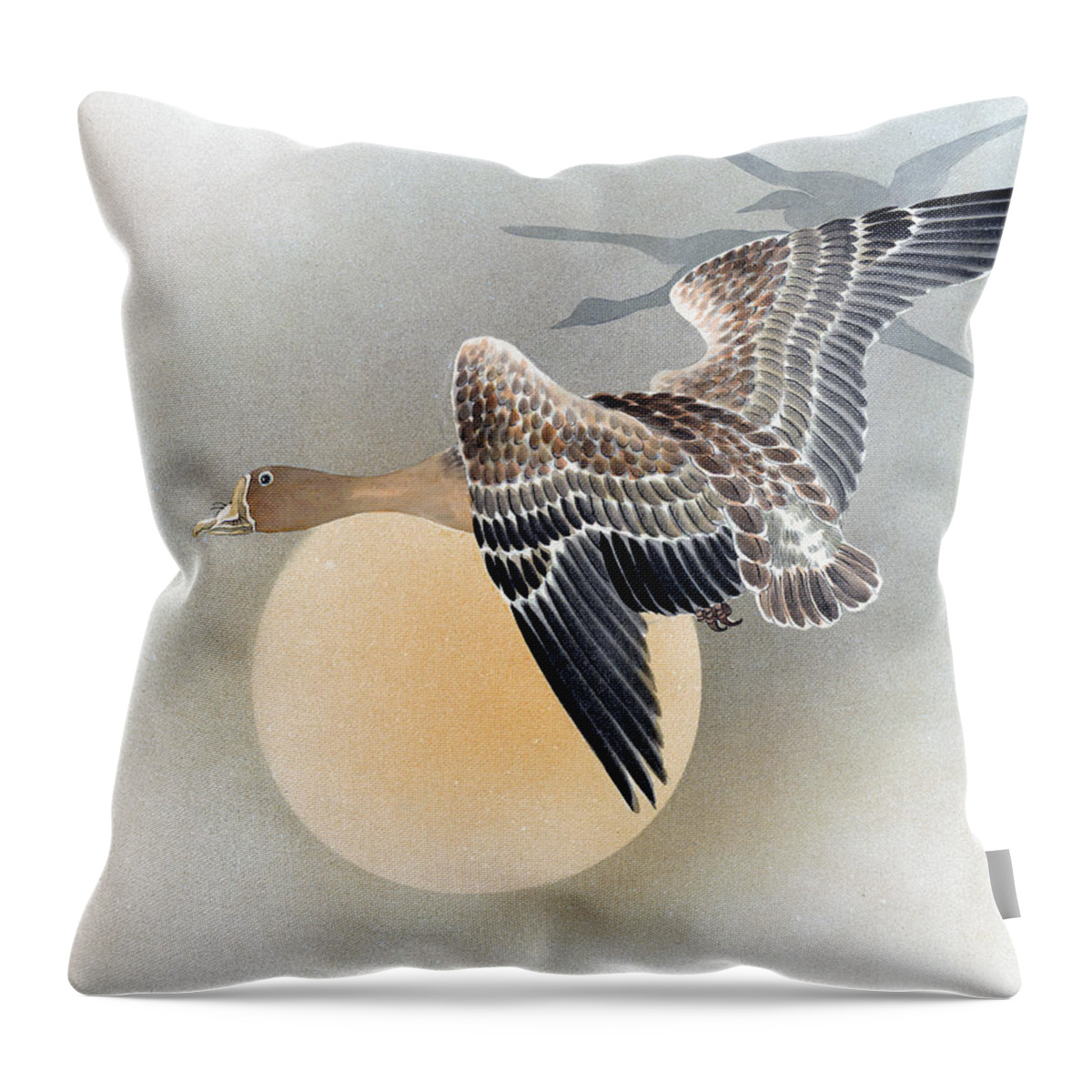 Shuko Throw Pillow featuring the painting Wild Geese by Shuko