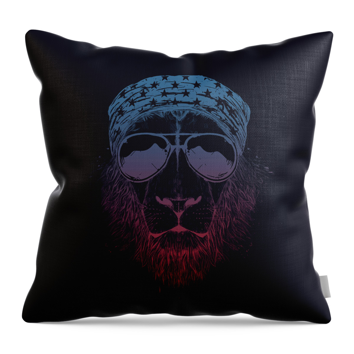 Lion Throw Pillow featuring the drawing Wild lion by Balazs Solti