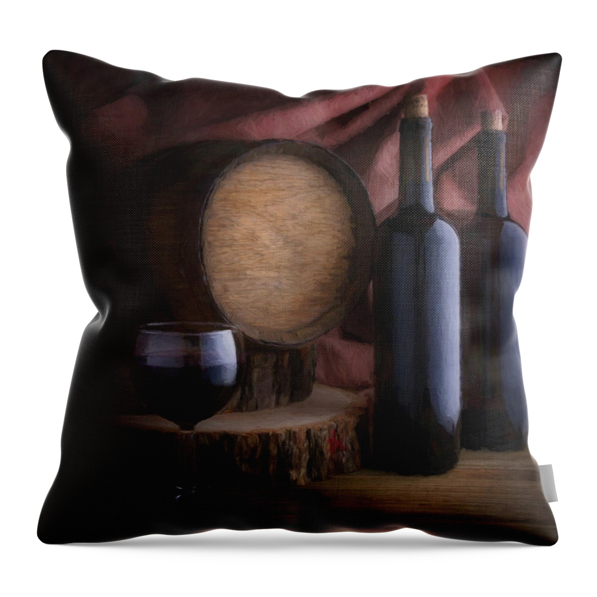 Wine Throw Pillow featuring the photograph Wine Cellar Still Life by Tom Mc Nemar