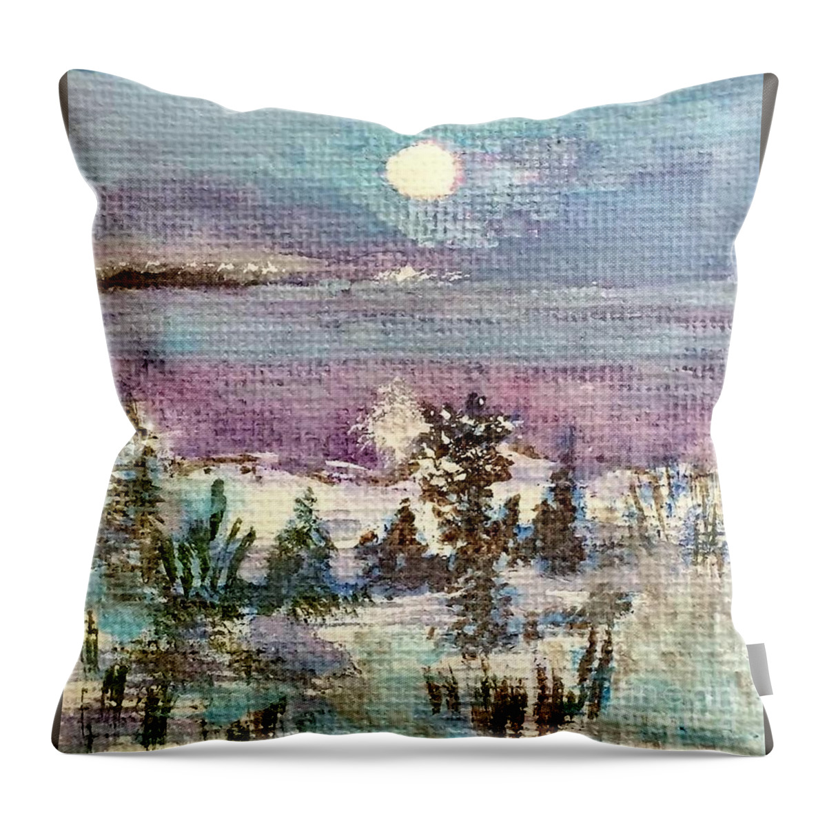 Full Moon Throw Pillow featuring the painting Winter Moon Energy by Deb Stroh-Larson