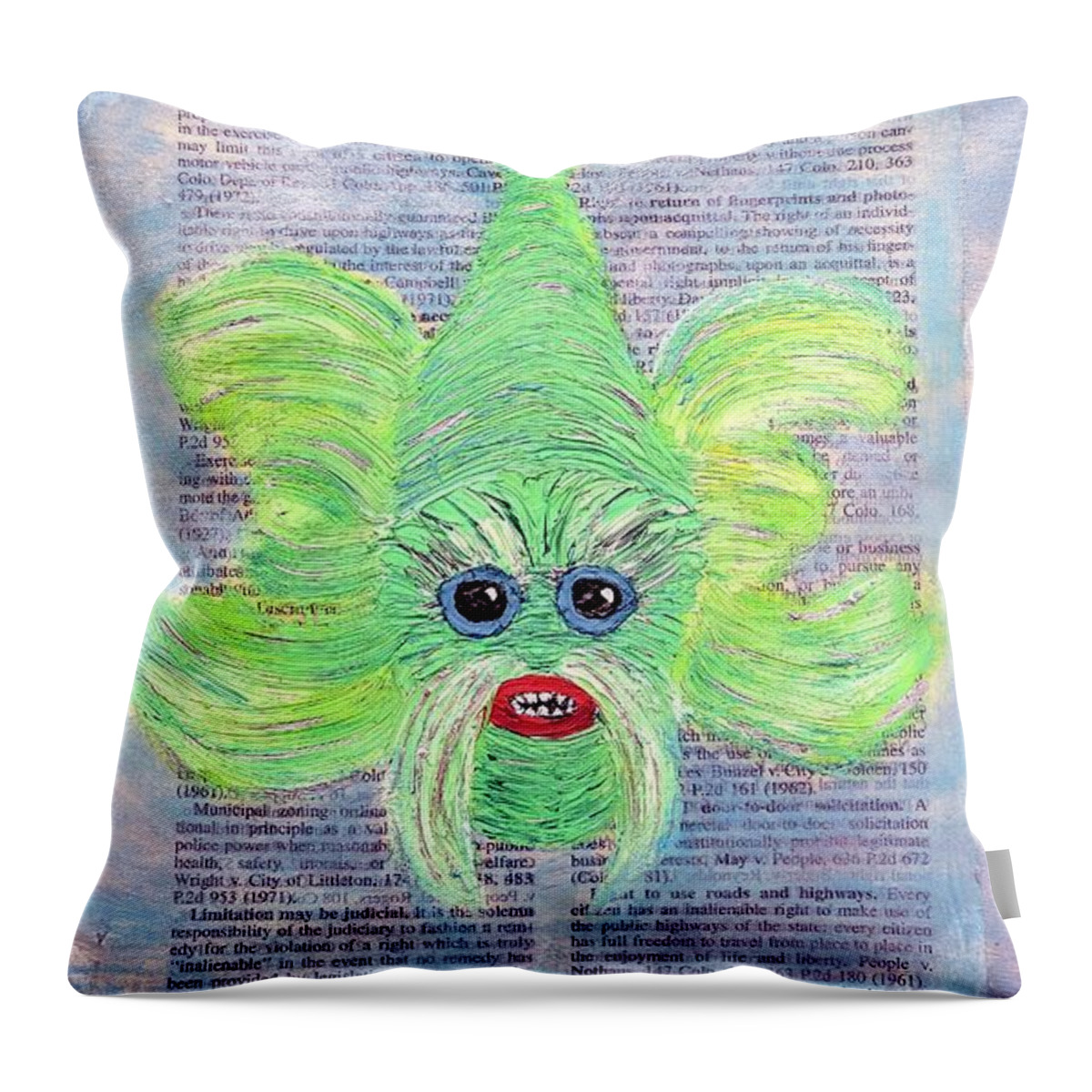 Green Throw Pillow featuring the painting Wisdom by Misty Morehead