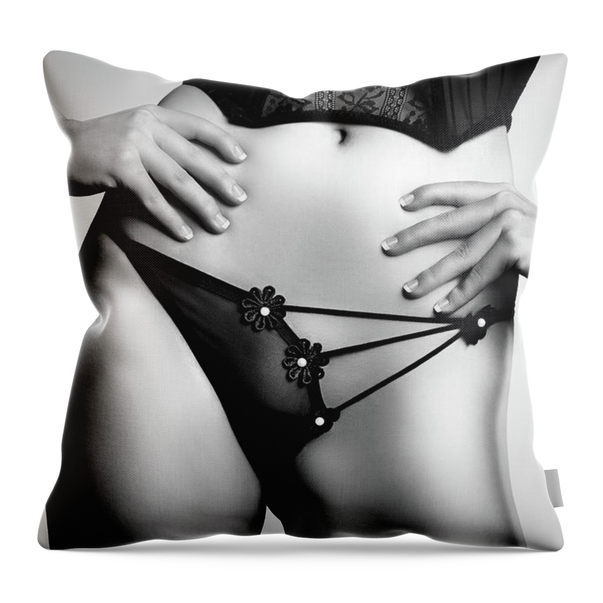 Woman Throw Pillow featuring the photograph Woman in Lingerie by Johan Swanepoel
