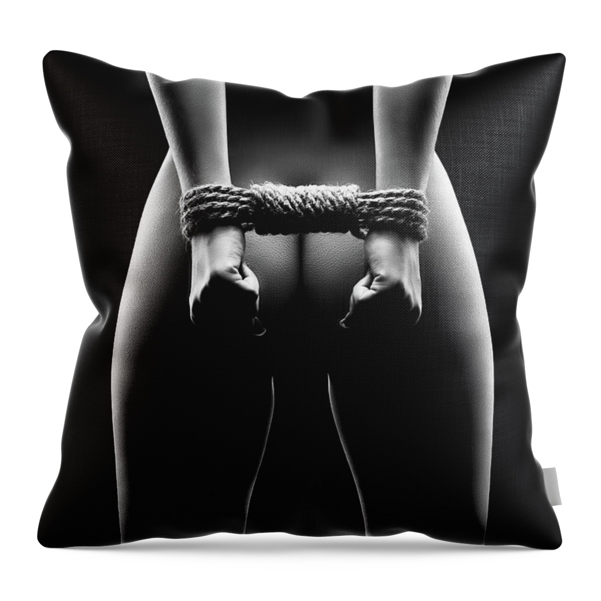 Woman Throw Pillow featuring the photograph Woman's hands in bondage by Johan Swanepoel